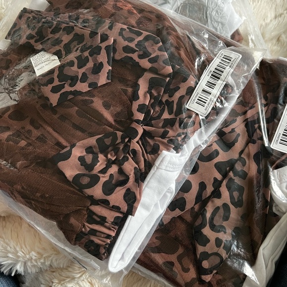 #Babylife 3 piece outfit leopard print onesie skirt headband - Picture 7 of 8